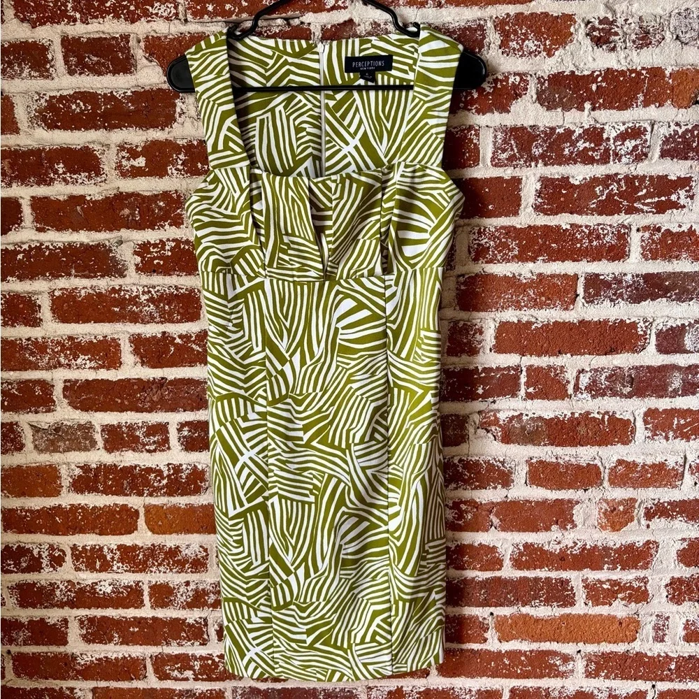 y2k Perceptions green & white cocktail dress - Picture 1 of 5